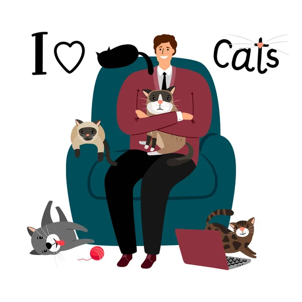 Happy man with cats card
