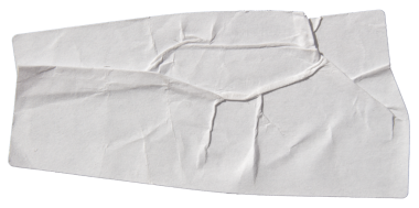 White creased adhesive glued paper sticker label with transparent background cut out design element