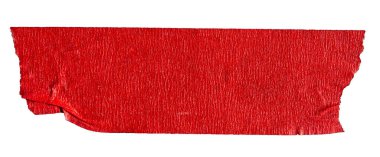 Yırtılmış kağıt yapıştırıcısı beyaz arkaplanda kırmızı maskeleme bandı