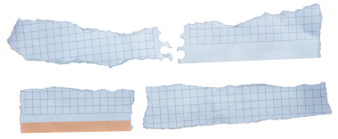 PNG Set of ripped checkered paper torn edges with transparent background, graph paper tear design element label banner