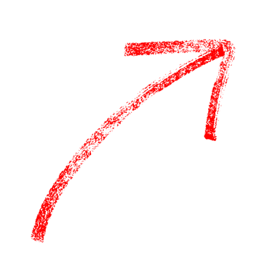 Red grunge sketch arrow isolated on transparent background for highlight