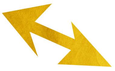 Yellow paper arrow sign on transparent background PNG