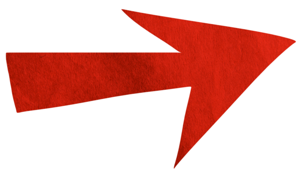 Red paper arrow sign on transparent background PNG