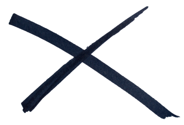 Hand drawn black cross mark with marker brush strokes, abstract ink X symbol for wrong choice, error, cancel, rejection, doodle sketch isolated simple sign design element on transparent background