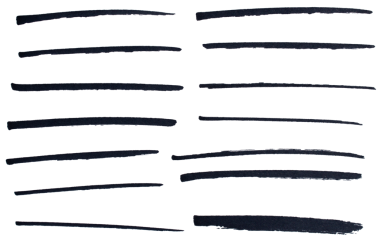 Hand drawn black marker brush strokes set, abstract ink lines collection for underline, highlight, text divider, design element, doodle sketch, isolated simple shapes on transparent background