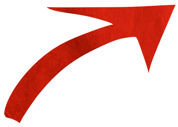 Red paper arrow sign on transparent background PNG