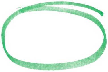 El çizimi yeşil işaret çember çizimi, vurgulamak için soyut mürekkep oval vuruş, vurgu, altı çizili, iş notu, karalama tasarımı, izole edilmiş yuvarlak element