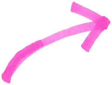 İşaretleyici fırça darbesiyle el çizimi pembe ok çizimi, yön için soyut mürekkep imleci sembolü, iş tasarımı, karalama simgesi, basit izole işaret ögesi