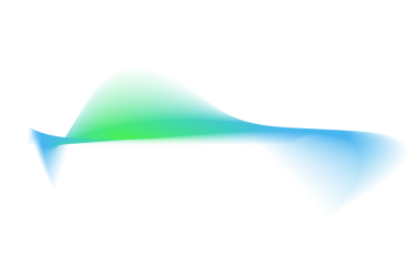 Abstract green and blue light beam wave with glowing motion blur effect isolated on transparent background for overlay and digital design