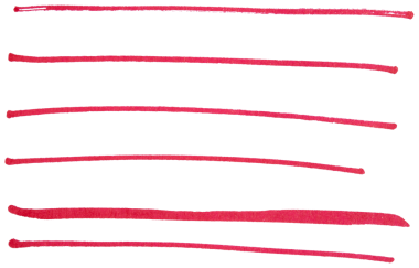 Hand drawn red marker brush strokes set, abstract ink lines collection for underline, highlight, text divider, design element, doodle sketch, isolated simple shapes on transparent background