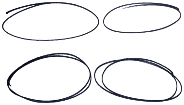 Hand drawn black marker circle set, abstract ink oval strokes collection for highlight, emphasis, underline, business note, doodle sketch design, isolated simple round shapes on transparent background