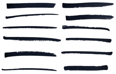 Hand drawn black marker brush strokes set, abstract ink lines collection for underline, highlight, text divider, design element, doodle sketch, isolated simple shapes on transparent background