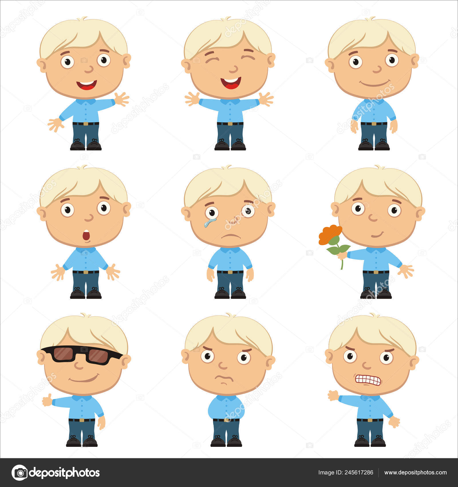 Set Charming Cartoon Characters Blond Boys Different Emotions Isolated White Stock Vector Image by ©dmitriy_d #245617286 Set Charming Cartoon Characters Blond Boys Different Emotions Isolated White Stock Vector Image by ©dmitriy_d #245617286