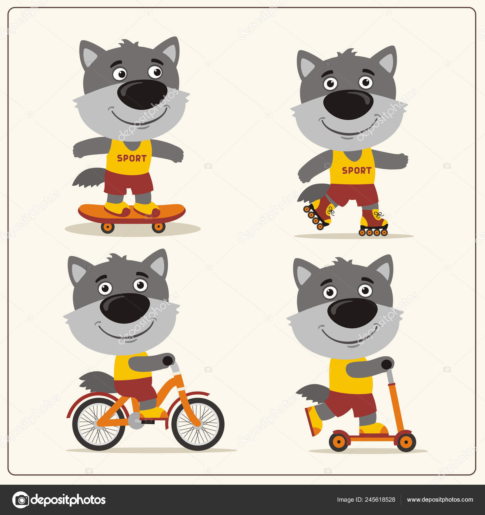 Animação De Desenho Animado Infantil Wolfoo Riding a Bicycle Print