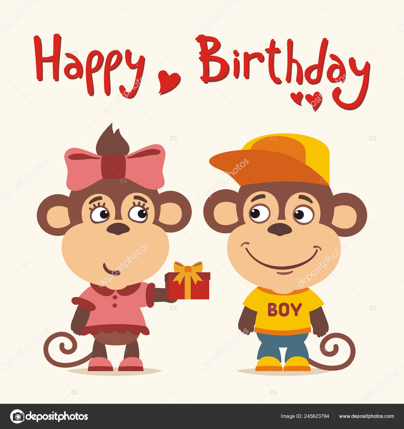 Greeting Card Cute Funny Cartoon Characters Funny Monkey Girl Giving Stock Vector Image by ©dmitriy_d #245623794 Greeting Card Cute Funny Cartoon Characters Funny Monkey Girl Giving Stock Vector Image by ©dmitriy_d #245623794