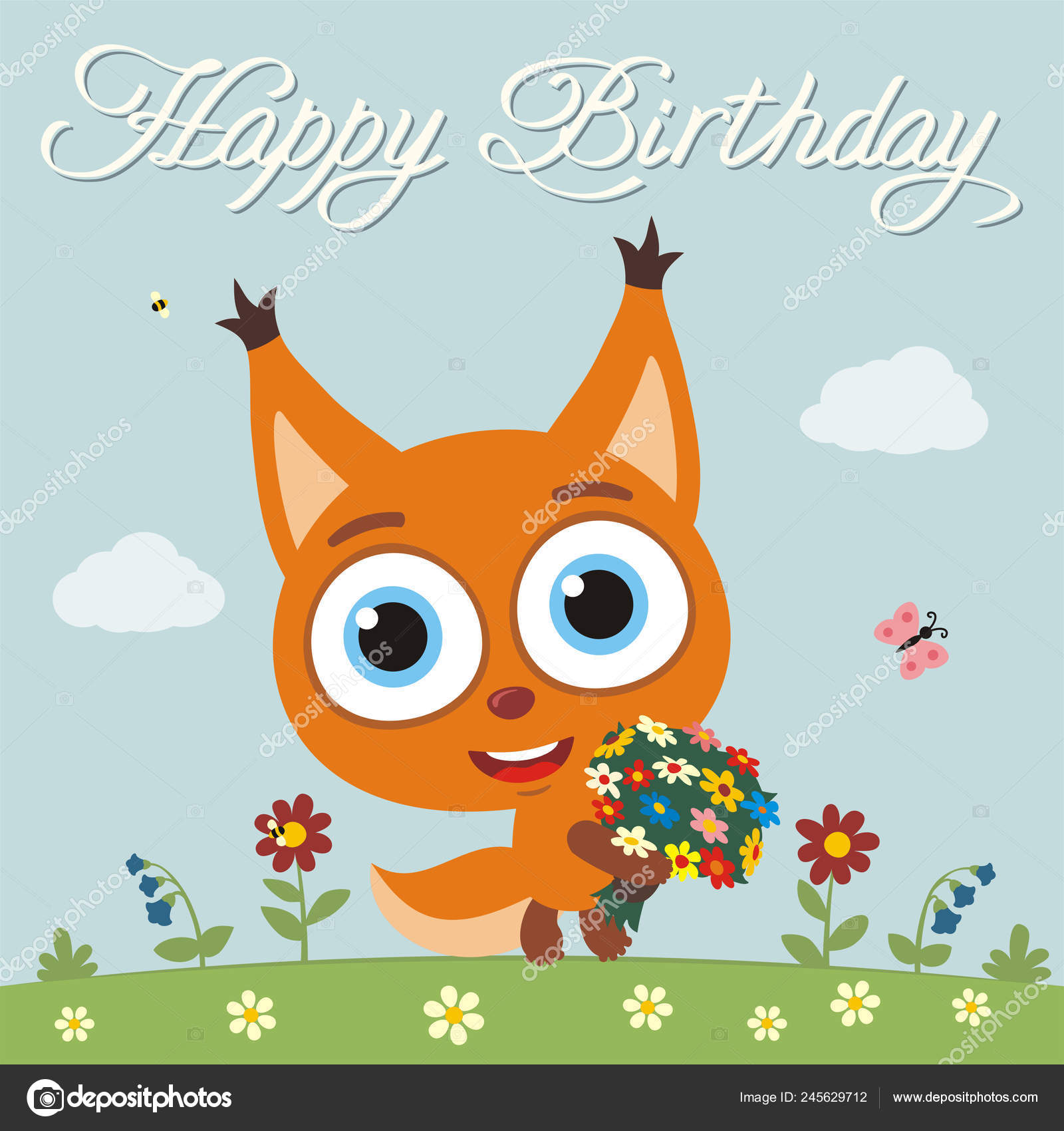 Carte Voeux Avec Personnage Dessin Animé Drôle Mignon