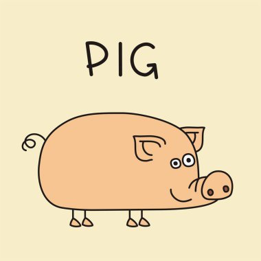 domuz sarı arka plan üzerinde şirin komik karikatür karakter  