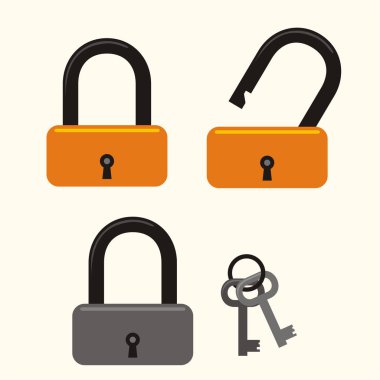 dizi renkli kilit ve anahtarları, vektör, illüstrasyon