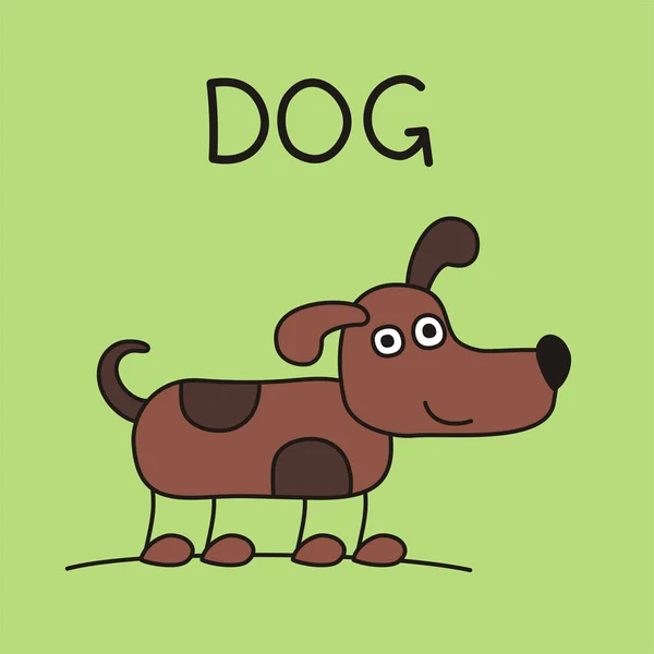 Χαριτωμένο Αστείο Καρτούν Χαρακτήρα Του Σκύλου Πράσινο Φόντο — Διανυσματικό Αρχείο
