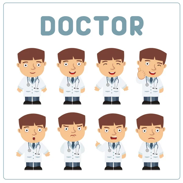 Personnage Dessin Animé Drôle Mignon Des Médecins Avec Bulle Parole — Image vectorielle