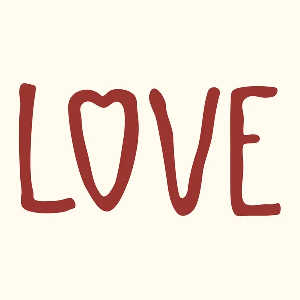 Valentinstag Grußkarte Mit Text Liebe Auf Beigem Hintergrund Romantisches Konzept — Stockvektor
