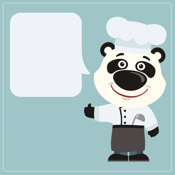 Cute Funny Cartoon Character Panda Cook Showing Thumb Empty Speech — Stock Vector