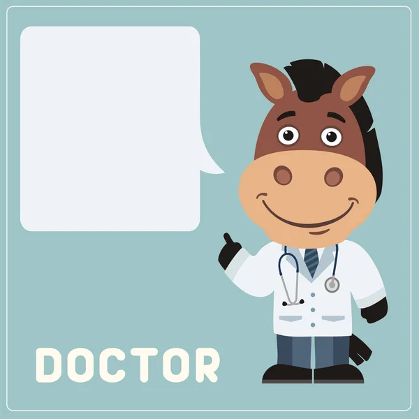 şirin komik karikatür karakter in at doktor ile sağlık hakkında önemli bilgiler için boş konuşma balonu