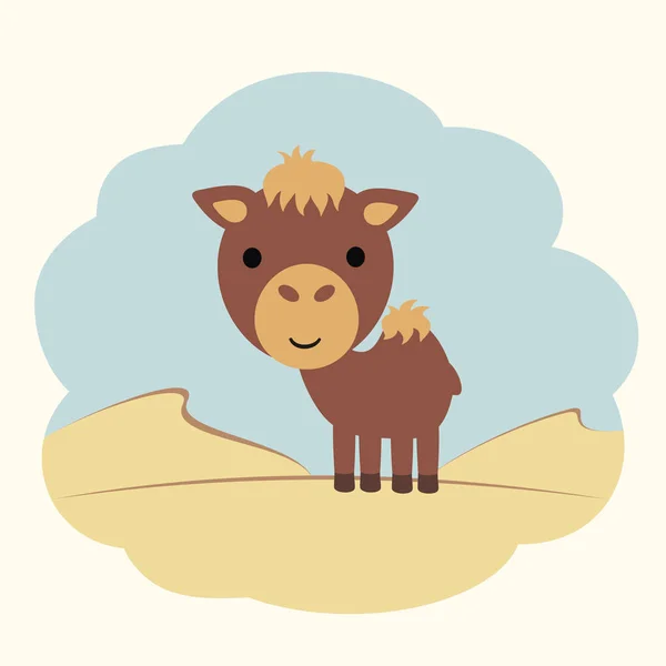 Lindo Divertido Personaje Dibujos Animados Camello Desierto — Vector de stock