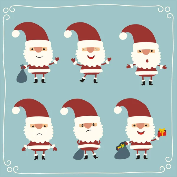 Feliz Navidad Feliz Año Nuevo Tarjeta Felicitación Con Conjunto Santa — Vector de stock