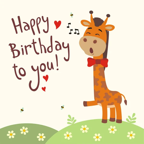 Joyeux Anniversaire Carte Avec Girafe Image Vectorielle Japanez C Joyeux Anniversaire Carte Avec Girafe Image Vectorielle Japanez C