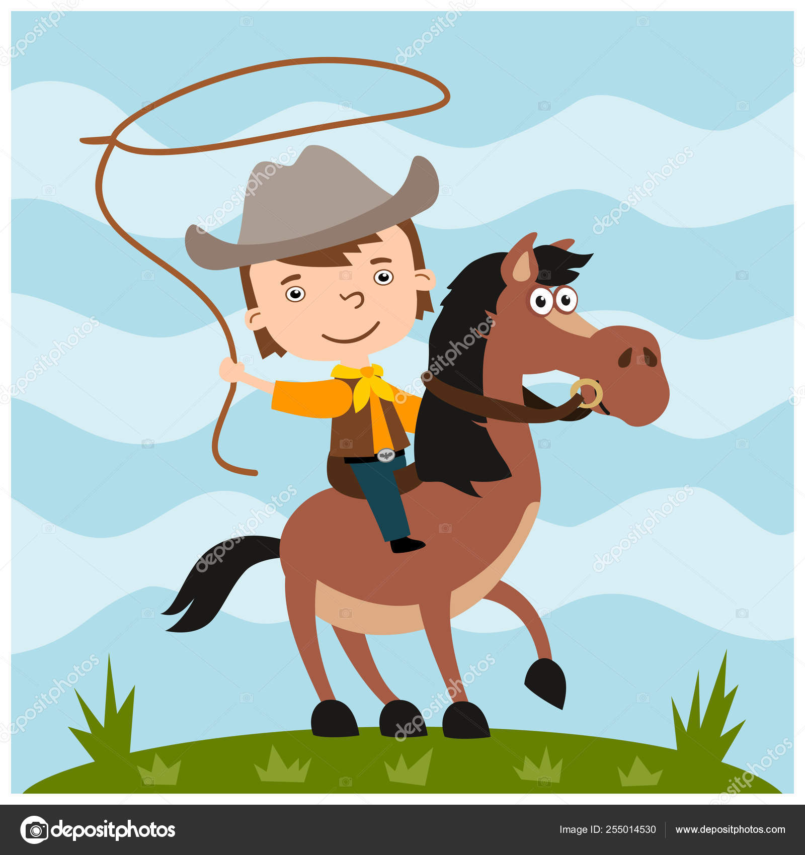 Cartoon Cowboy Riding Horse - All About Cow Photos