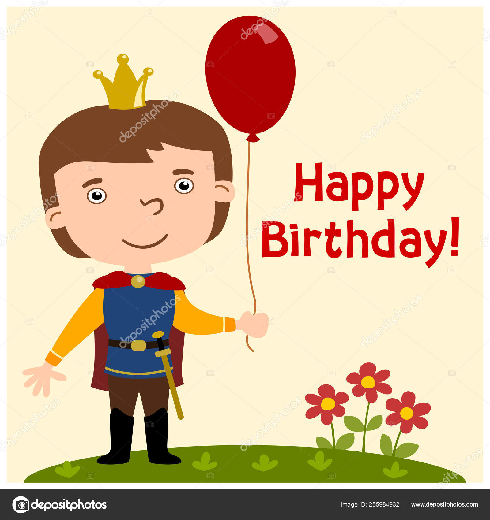 Happy Birthday Card Cartoon Character Funny Prince Crown Head Holding Stock  Vector Image by ©dmitriy_d #255984932