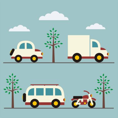 mavi arka plan, vektör, illüstrasyon üzerinde şehir ulaşım toplama