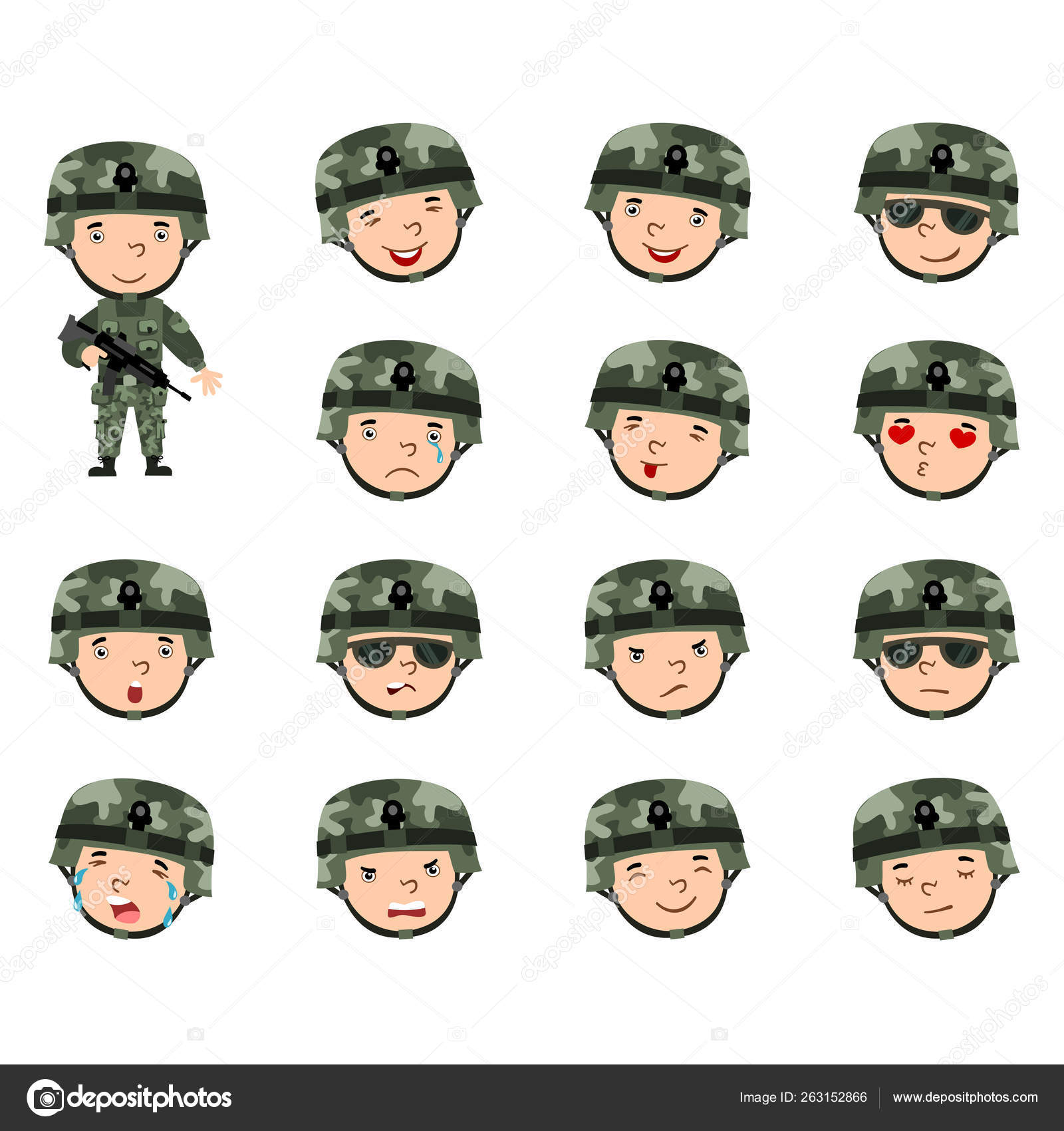 Collection Funny Soldier Facial Expressions Cartoon Style Isolated White Background Stock Vector Image by ©dmitriy_d #263152866 Collection Funny Soldier Facial Expressions Cartoon Style Isolated White Background Stock Vector Image by ©dmitriy_d #263152866