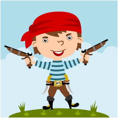 silah ile bandana korsan komik çizgi film karakteri 