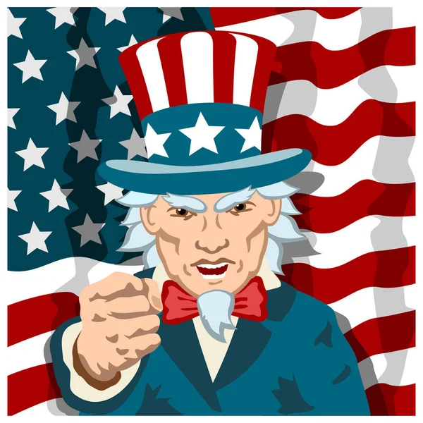 Uncle Sam Costume American Flag Background Vector Illustration — Stock Vector