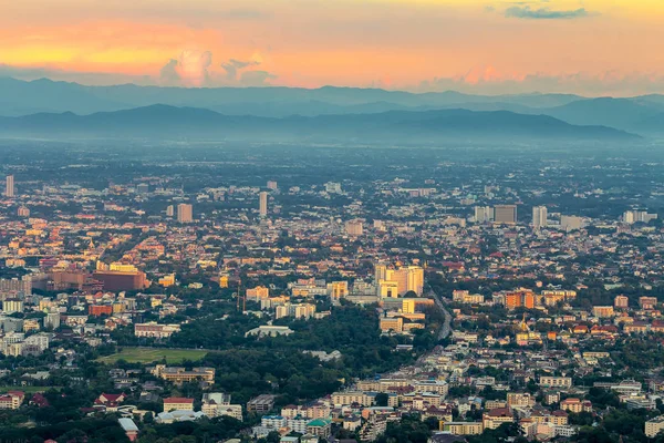 Αστικό Τοπίο Της Πόλης Chiang Mai Ταϊλάνδη Από Σημείο Προβολής — Φωτογραφία Αρχείου