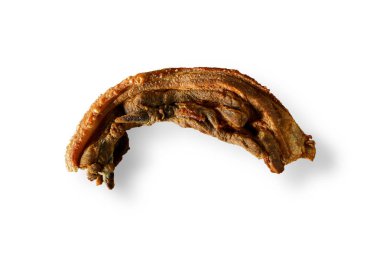 En iyi kızarmış görünümünü kısmen çizgili domuz yağı pastırma dilimlenmiş