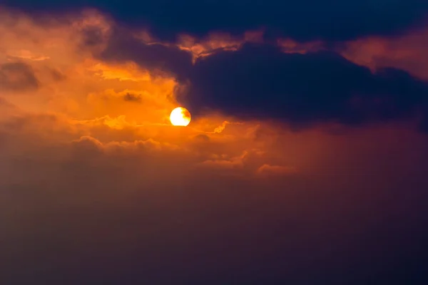 Sun Dark Clouds Orange Sky Evening Grain — Stock Photo, Image