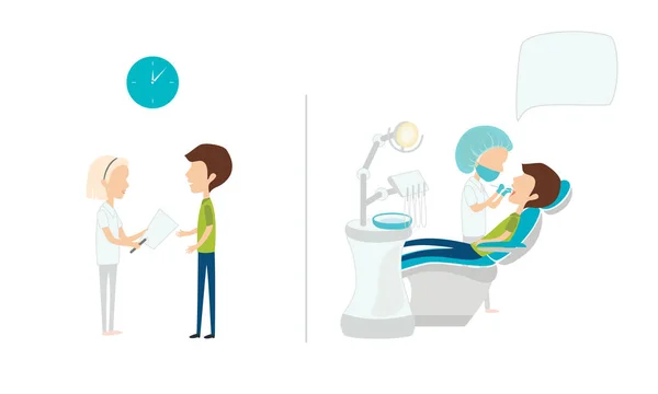 Diş hekimi ziyaret. Danışma. Düz styl