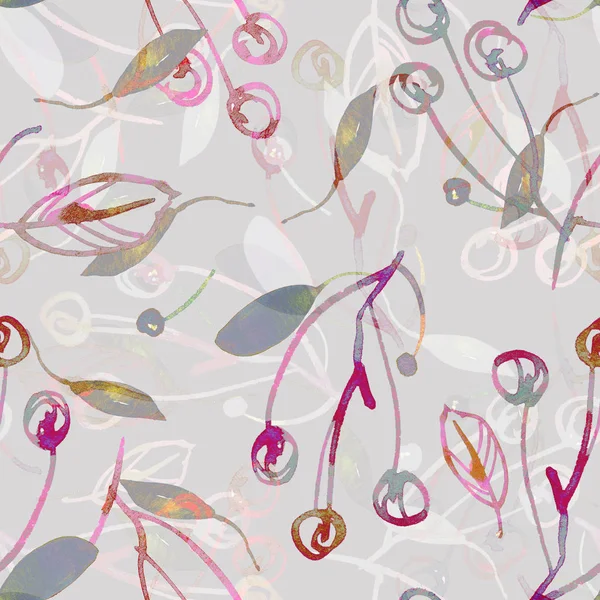 Çiçekli kiraz çiçeği ve kağıda suluboya tekniği..