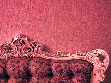 Arka plan veya kavramı, imparatorluk tarzı, neon ışık, mercan kanepe arkası.