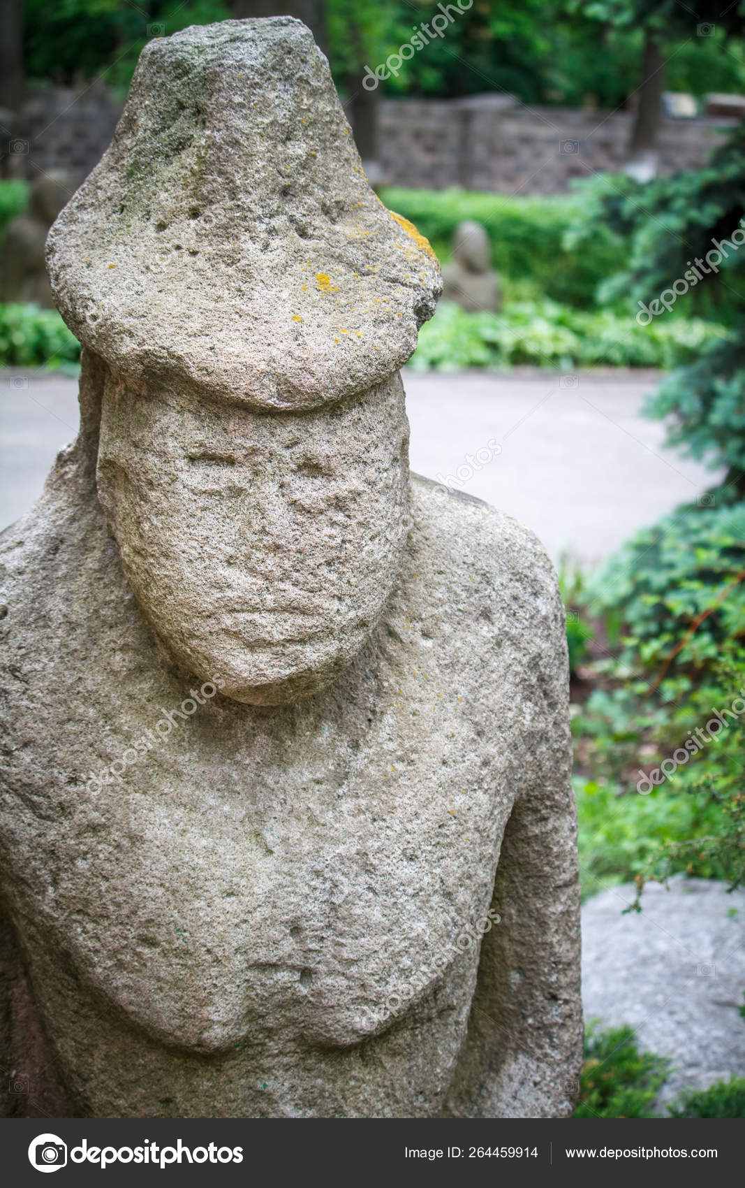 Ancient Statue Of Polovtsian Stone Woman Or Boundary Stone In The