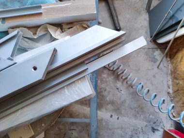 Detayları ve ahşap döşeme ile mobilya dükkanının farklı köşelerinde, arka plan