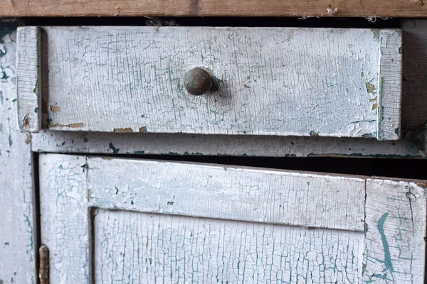 Closeup of old paint on old kitchen cabinets, background or concept — Stock Photo, Image
