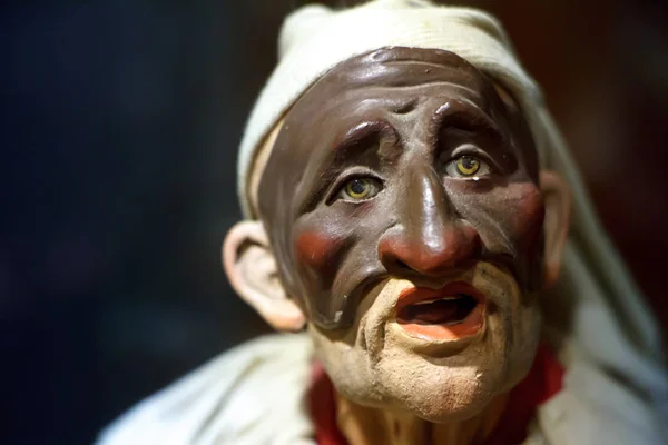 Pulcinello Başkanı, Napoli sembolü, joker ve palyaço heykeli yakın çekim
