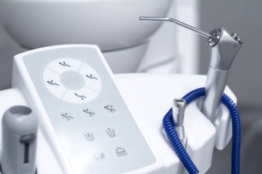 Diş aletleri ve ekipman boş diş hekimleri ofiste closeup