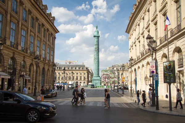 Vista de la Place Vendome y el obelisco en París, Place Vendome — Foto de Stock