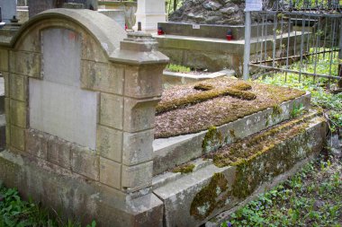 Lviv'deki Lychakiv mezarlığındaki heykeller ve mezar taşları, antik mezarlar ve mezarlar