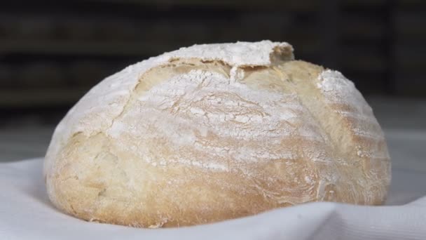 Pan recién horneado en la panadería — Vídeos de Stock